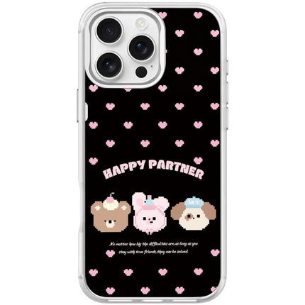 Happy Partner Pattern Magnetic Phone Case, For iPhone 16 Pro Max, For iPhone 16 Pro, For iPhone 15 Pro Max, For iPhone 15 Pro