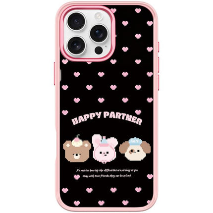 Happy Partner Pattern Magnetic Phone Case, For iPhone 16 Pro Max, For iPhone 16 Pro, For iPhone 15 Pro Max, For iPhone 15 Pro
