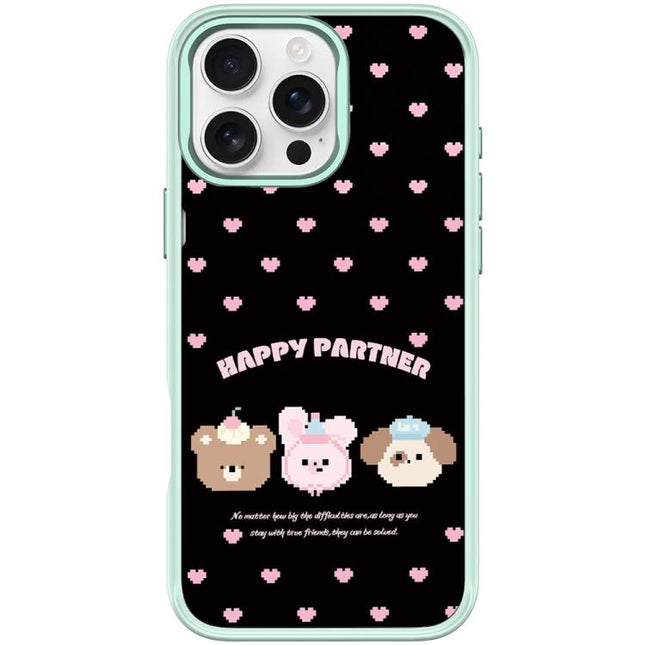 Happy Partner Pattern Magnetic Phone Case, For iPhone 16 Pro Max, For iPhone 16 Pro, For iPhone 15 Pro Max, For iPhone 15 Pro
