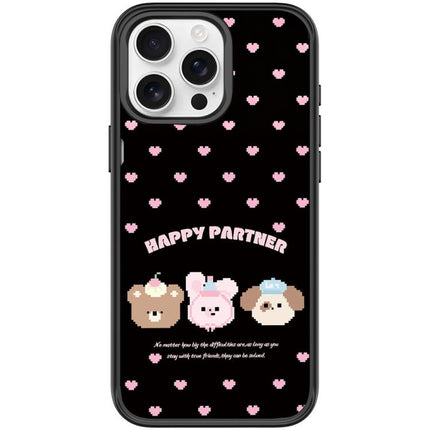 Happy Partner Pattern Magnetic Phone Case, For iPhone 16 Pro Max, For iPhone 16 Pro, For iPhone 15 Pro Max, For iPhone 15 Pro