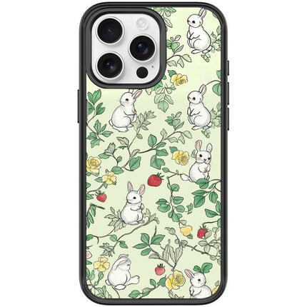 Branch Rabbit Pattern Magnetic Phone Case, For iPhone 16 Pro Max, For iPhone 16 Pro, For iPhone 15 Pro Max, For iPhone 15 Pro