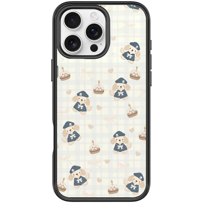Adorable Beret Puppy Pattern Magnetic Phone Case, For iPhone 16 Pro Max, For iPhone 16 Pro, For iPhone 15 Pro Max, For iPhone 15 Pro