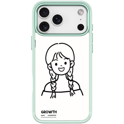 Sketch Style Double Braided Hair Girl Pattern Magnetic Phone Case, For iPhone 17 Pro Max, For iPhone 17 Pro, For iPhone 17, For iPhone Air