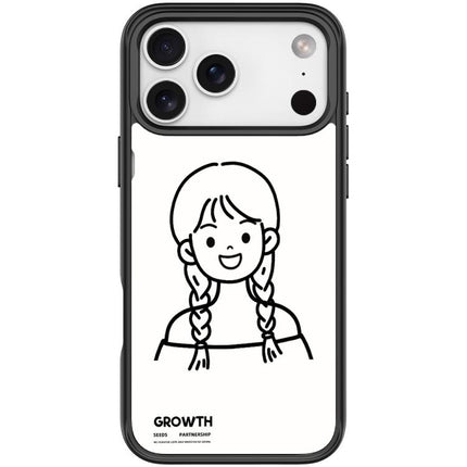 Sketch Style Double Braided Hair Girl Pattern Magnetic Phone Case, For iPhone 17 Pro Max, For iPhone 17 Pro, For iPhone 17, For iPhone Air