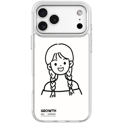 Sketch Style Double Braided Hair Girl Pattern Magnetic Phone Case, For iPhone 17 Pro Max, For iPhone 17 Pro, For iPhone 17, For iPhone Air