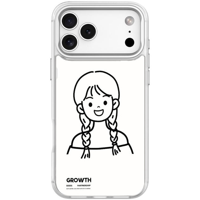 Sketch Style Double Braided Hair Girl Pattern Magnetic Phone Case, For iPhone 17 Pro Max, For iPhone 17 Pro, For iPhone 17, For iPhone Air