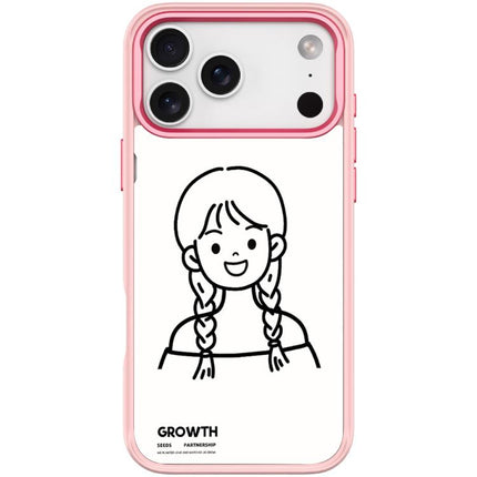 Sketch Style Double Braided Hair Girl Pattern Magnetic Phone Case, For iPhone 17 Pro Max, For iPhone 17 Pro, For iPhone 17, For iPhone Air