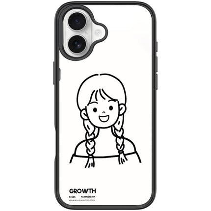 Sketch Style Double Braided Hair Girl Pattern Magnetic Phone Case, For iPhone 17 Pro Max, For iPhone 17 Pro, For iPhone 17, For iPhone Air