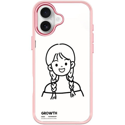 Sketch Style Double Braided Hair Girl Pattern Magnetic Phone Case, For iPhone 17 Pro Max, For iPhone 17 Pro, For iPhone 17, For iPhone Air
