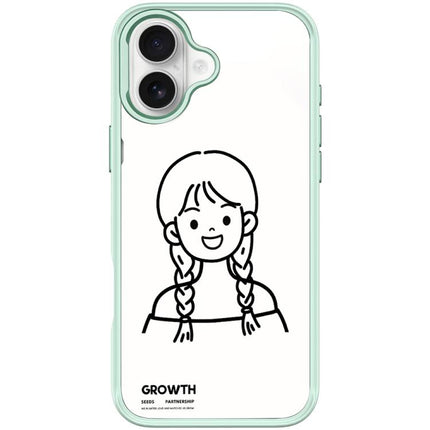 Sketch Style Double Braided Hair Girl Pattern Magnetic Phone Case, For iPhone 17 Pro Max, For iPhone 17 Pro, For iPhone 17, For iPhone Air
