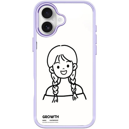 Sketch Style Double Braided Hair Girl Pattern Magnetic Phone Case, For iPhone 17 Pro Max, For iPhone 17 Pro, For iPhone 17, For iPhone Air