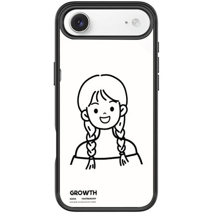 Sketch Style Double Braided Hair Girl Pattern Magnetic Phone Case, For iPhone 17 Pro Max, For iPhone 17 Pro, For iPhone 17, For iPhone Air