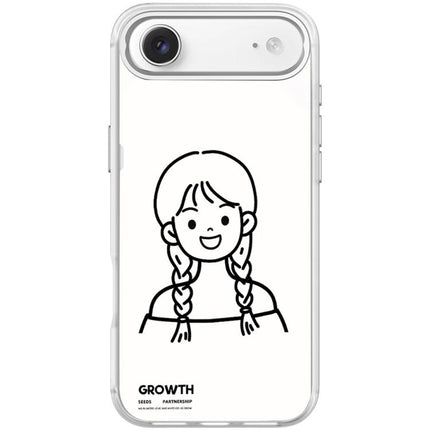 Sketch Style Double Braided Hair Girl Pattern Magnetic Phone Case, For iPhone 17 Pro Max, For iPhone 17 Pro, For iPhone 17, For iPhone Air