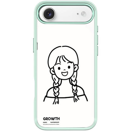 Sketch Style Double Braided Hair Girl Pattern Magnetic Phone Case, For iPhone 17 Pro Max, For iPhone 17 Pro, For iPhone 17, For iPhone Air