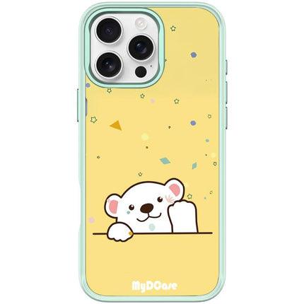 Waving Little Bear Pattern Magnetic Phone Case, For iPhone 16 Pro Max, For iPhone 16 Pro, For iPhone 15 Pro Max, For iPhone 15 Pro