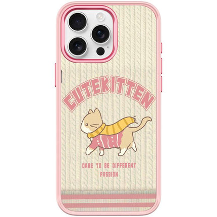 Adorable Woolen Cat Pattern Magnetic Phone Case, For iPhone 16 Pro Max, For iPhone 16 Pro, For iPhone 15 Pro Max, For iPhone 15 Pro