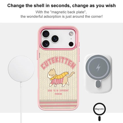 Adorable Woolen Cat Pattern Magnetic Phone Case, For iPhone 17 Pro Max, For iPhone 17 Pro, For iPhone 17, For iPhone Air