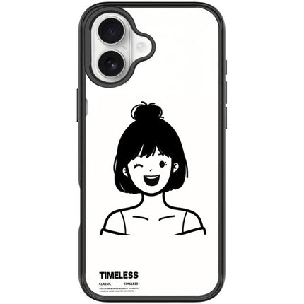 Sketch Style Short Hair Girl Pattern Magnetic Phone Case, For iPhone 17 Pro Max, For iPhone 17 Pro, For iPhone 17, For iPhone Air