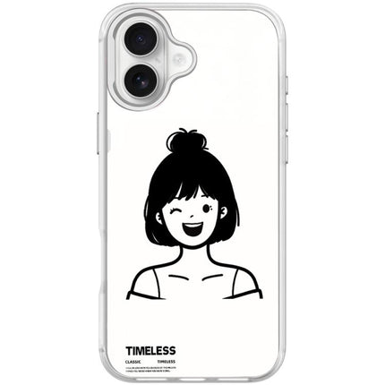 Sketch Style Short Hair Girl Pattern Magnetic Phone Case, For iPhone 17 Pro Max, For iPhone 17 Pro, For iPhone 17, For iPhone Air