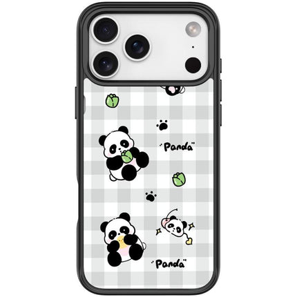 Adorable Grid Panda Pattern Magnetic Phone Case, For iPhone 17 Pro Max, For iPhone 17 Pro, For iPhone 17, For iPhone Air