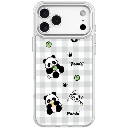 Adorable Grid Panda Pattern Magnetic Phone Case, For iPhone 17 Pro Max, For iPhone 17 Pro, For iPhone 17, For iPhone Air