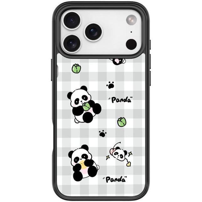 Adorable Grid Panda Pattern Magnetic Phone Case, For iPhone 17 Pro Max, For iPhone 17 Pro, For iPhone 17, For iPhone Air