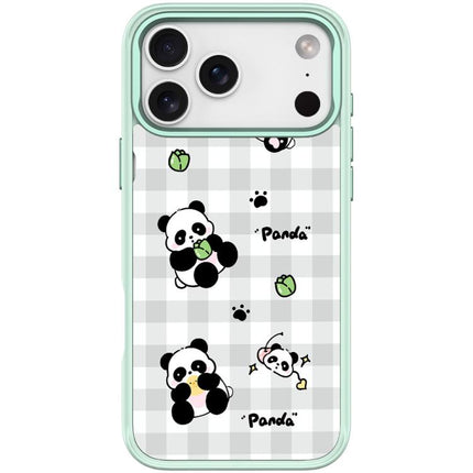 Adorable Grid Panda Pattern Magnetic Phone Case, For iPhone 17 Pro Max, For iPhone 17 Pro, For iPhone 17, For iPhone Air