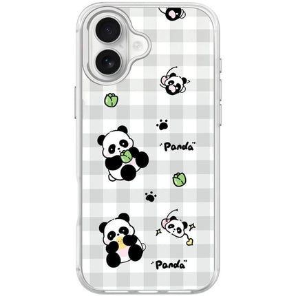 Adorable Grid Panda Pattern Magnetic Phone Case, For iPhone 17 Pro Max, For iPhone 17 Pro, For iPhone 17, For iPhone Air