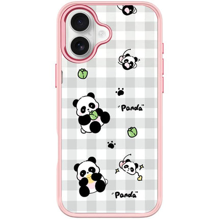 Adorable Grid Panda Pattern Magnetic Phone Case, For iPhone 17 Pro Max, For iPhone 17 Pro, For iPhone 17, For iPhone Air