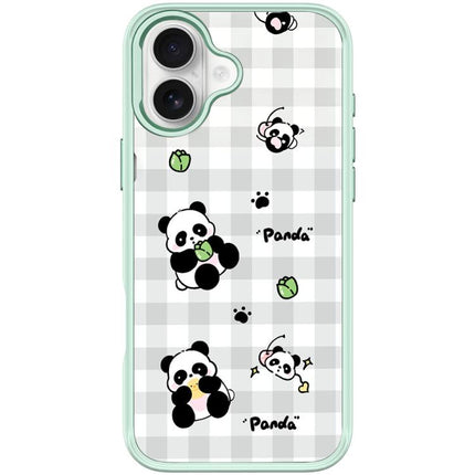 Adorable Grid Panda Pattern Magnetic Phone Case, For iPhone 17 Pro Max, For iPhone 17 Pro, For iPhone 17, For iPhone Air