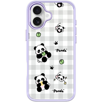 Adorable Grid Panda Pattern Magnetic Phone Case, For iPhone 17 Pro Max, For iPhone 17 Pro, For iPhone 17, For iPhone Air