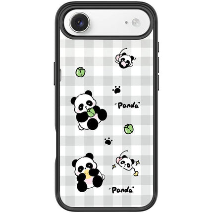 Adorable Grid Panda Pattern Magnetic Phone Case, For iPhone 17 Pro Max, For iPhone 17 Pro, For iPhone 17, For iPhone Air