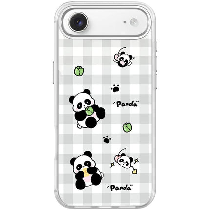 Adorable Grid Panda Pattern Magnetic Phone Case, For iPhone 17 Pro Max, For iPhone 17 Pro, For iPhone 17, For iPhone Air
