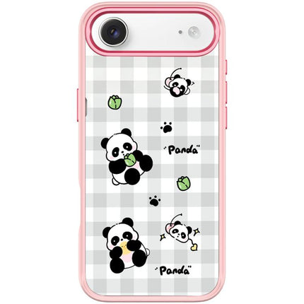 Adorable Grid Panda Pattern Magnetic Phone Case, For iPhone 17 Pro Max, For iPhone 17 Pro, For iPhone 17, For iPhone Air
