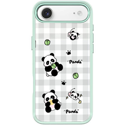 Adorable Grid Panda Pattern Magnetic Phone Case, For iPhone 17 Pro Max, For iPhone 17 Pro, For iPhone 17, For iPhone Air