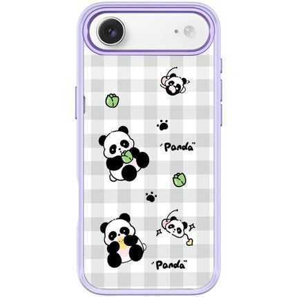 Adorable Grid Panda Pattern Magnetic Phone Case, For iPhone 17 Pro Max, For iPhone 17 Pro, For iPhone 17, For iPhone Air