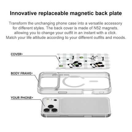 Adorable Grid Panda Pattern Magnetic Phone Case, For iPhone 17 Pro Max, For iPhone 17 Pro, For iPhone 17, For iPhone Air