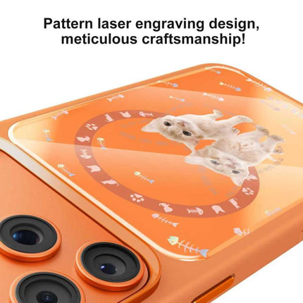 Mutural Cats Pattern Liquid Silicone Magnetic Phone Case, For iPhone 17 Pro Max, For iPhone 17 Pro