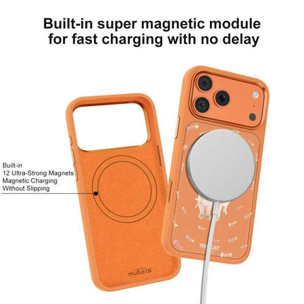 Mutural Cats Pattern Liquid Silicone Magnetic Phone Case, For iPhone 17 Pro Max, For iPhone 17 Pro