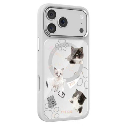 Mutural Cats Pattern Liquid Silicone Magnetic Phone Case, For iPhone 17 Pro Max, For iPhone 17 Pro