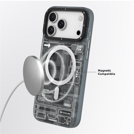YOUNGKIT Technology Series IMD Hard PC Magnetic Phone Case, For iPhone 17 Pro Max, For iPhone 17 Pro, For iPhone 17, For iPhone Air
