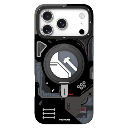 YOUNGKIT Starship Series Rotation Holder IMD TPU Magnetic Phone Case, For iPhone 17 Pro Max, For iPhone 17 Pro