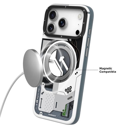 YOUNGKIT Starship Series Rotation Holder IMD TPU Magnetic Phone Case, For iPhone 17 Pro Max, For iPhone 17 Pro
