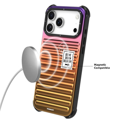 YOUNGKIT Secret Color Laser Gradient Aluminium Alloy TPU Phone Case, For iPhone 17 Pro Max, For iPhone 17 Pro