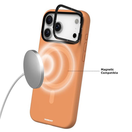 YOUNGKIT Condensate Magnetic Series Lens Frame Holder Silicone Phone Case, For iPhone 17 Pro Max, For iPhone 17 Pro