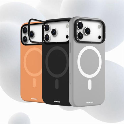 YOUNGKIT Condensate Magnetic Series Lens Frame Holder Silicone Phone Case, For iPhone 17 Pro Max, For iPhone 17 Pro