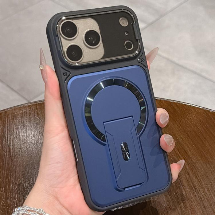 Shockproof Lens Cover Magnetic Phone Case with Hidden Holder, For iPhone 18 Pro, For iPhone 18 Pro Max, For iPhone 17 Pro Max, For iPhone 17 Pro