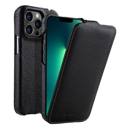 melkco Litchi Texture Vertical Flip Magnetic Genuine Leather Phone Case, For iPhone 14 Pro Max, For iPhone 13 Pro Max, For iPhone 13 Pro, For iPhone 13