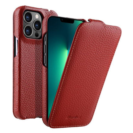 melkco Litchi Texture Vertical Flip Magnetic Genuine Leather Phone Case, For iPhone 14 Pro Max, For iPhone 13 Pro Max, For iPhone 13 Pro, For iPhone 13
