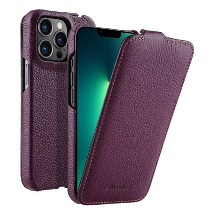 melkco Litchi Texture Vertical Flip Magnetic Genuine Leather Phone Case, For iPhone 14 Pro Max, For iPhone 13 Pro Max, For iPhone 13 Pro, For iPhone 13